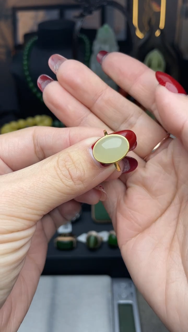 【闪购商品】和田玉戒指银S925镶嵌精品戒指