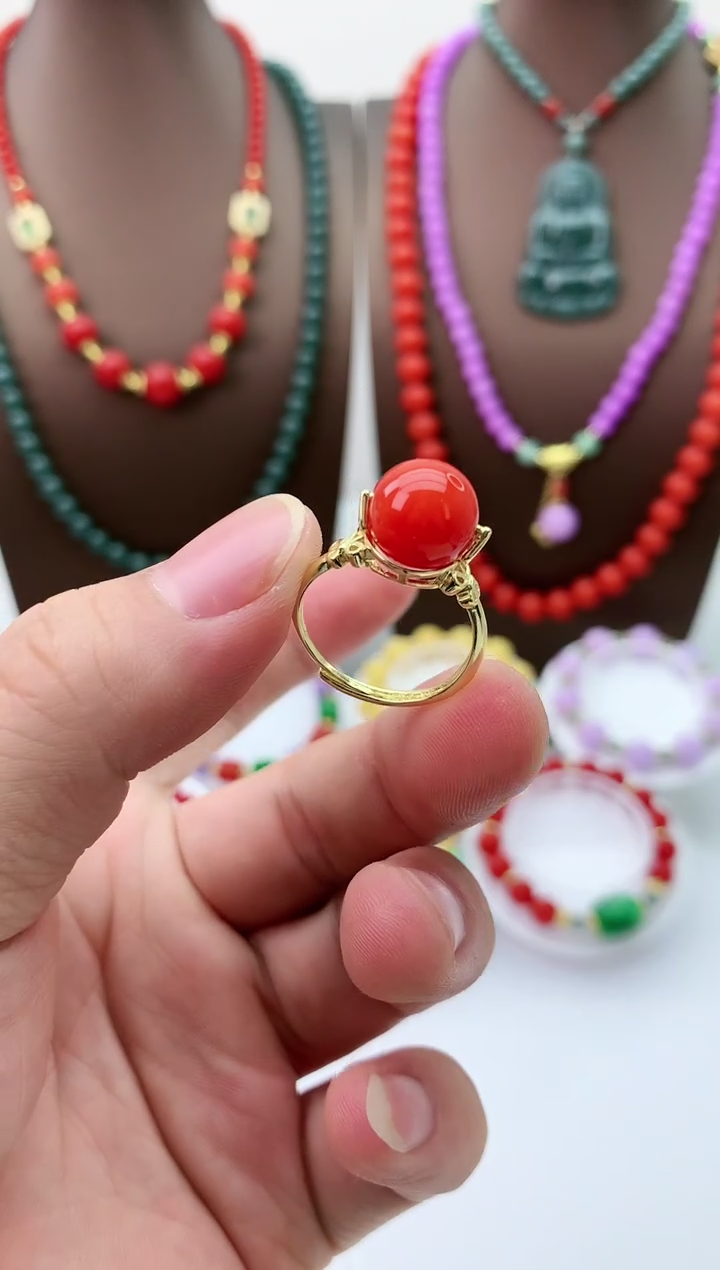 【闪购商品】翡翠戒指14K金镶嵌J5戒指