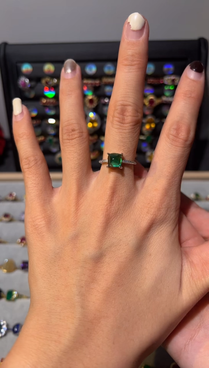 【闪购商品】祖母绿戒指银S925镶嵌000