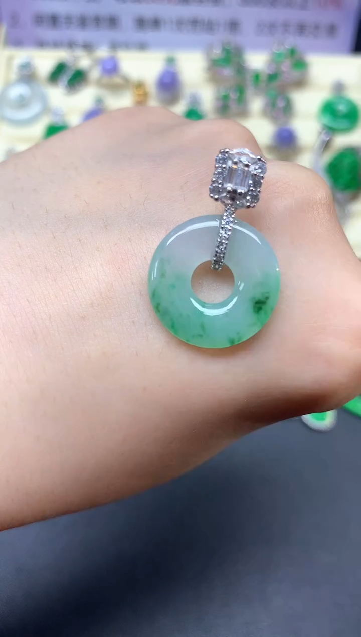 【闪购商品】翡翠吊坠(不含链)银S925镶嵌吊坠|1200+120