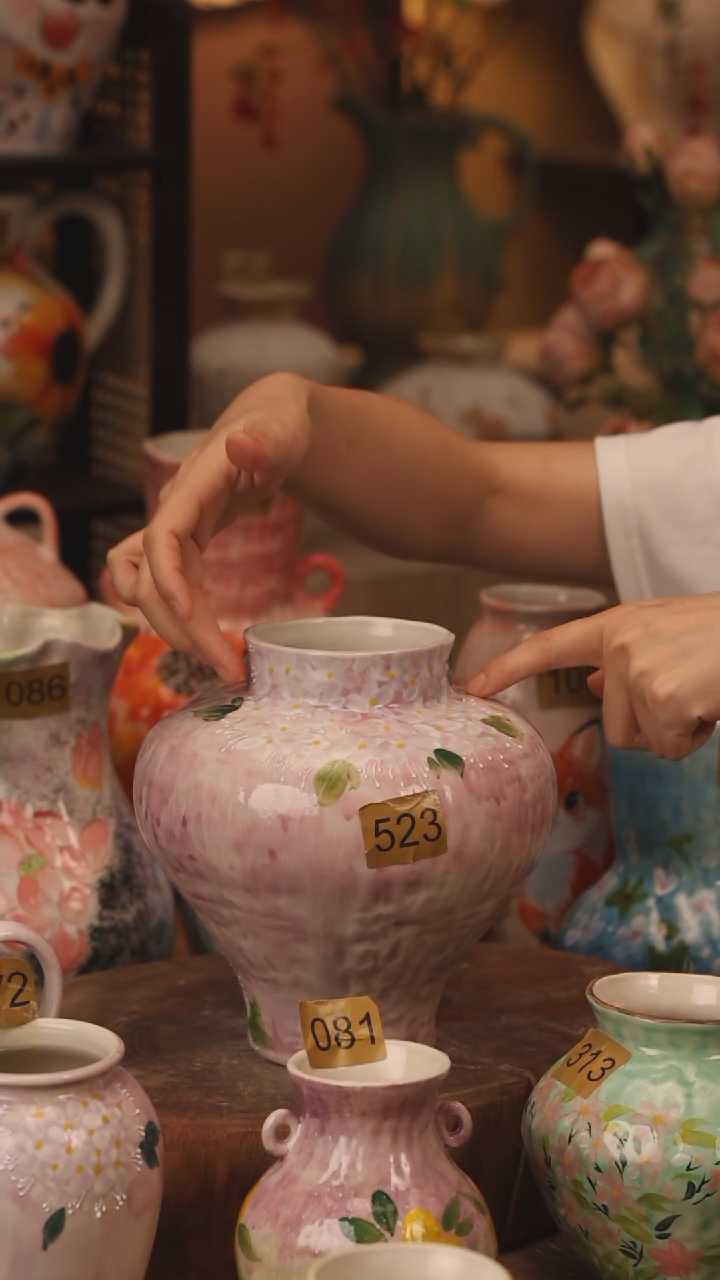 陶瓷523景德镇设计师手作花器摆件侘寂风