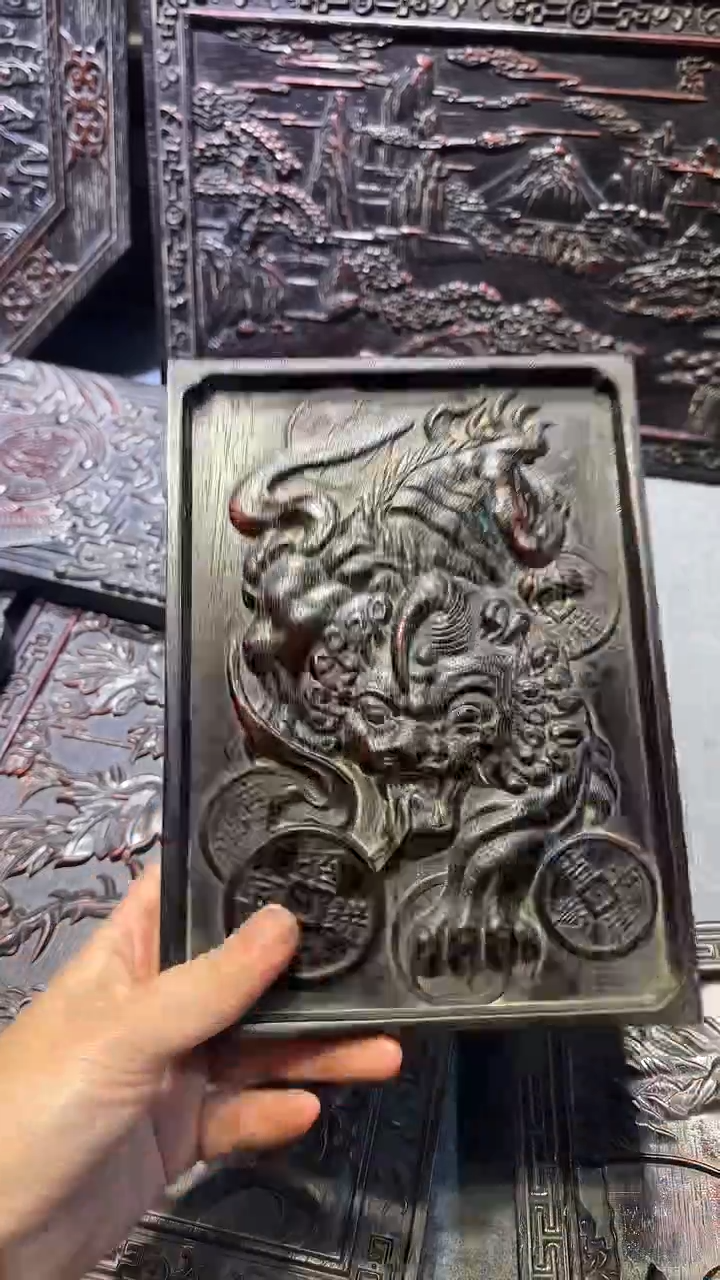 木紫檀拆件雕刻板以直播间实物为准微瑕老物件