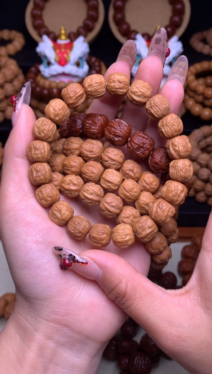 【闪购商品】文玩核桃手串12-13mm+金蟾蛤蟆头龙炎深雕全品