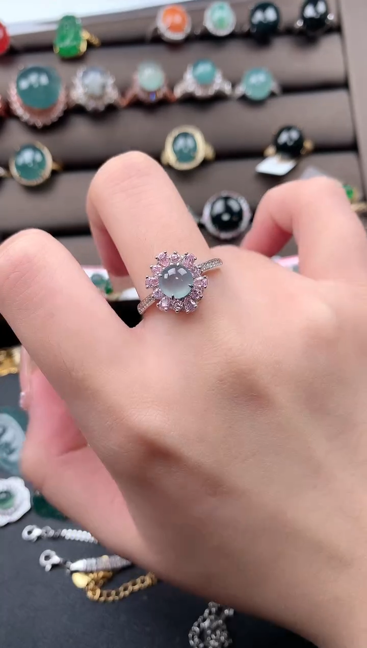 【闪购商品】翡翠戒指银S925镶嵌52141