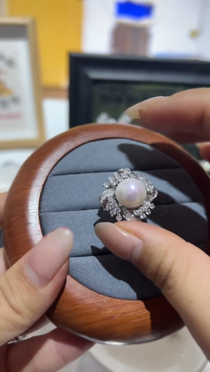 银S925镶嵌戒指淡水珍珠32