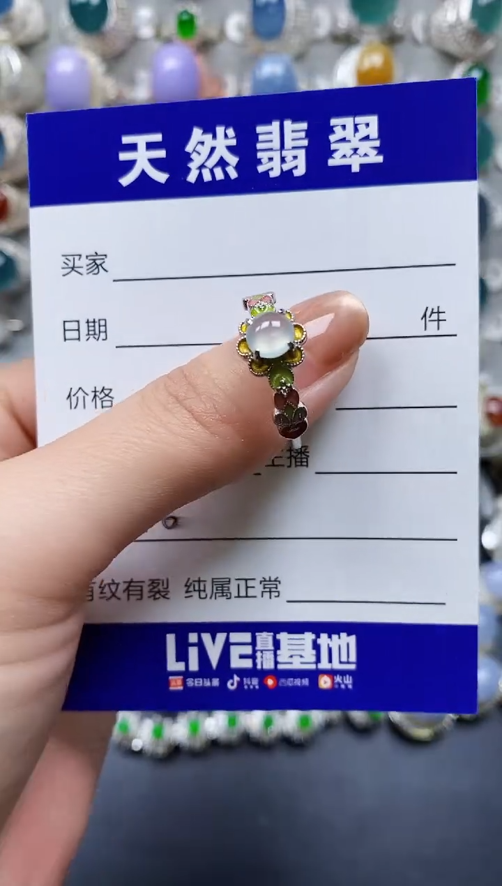 【闪购商品】翡翠戒指银S925镶嵌0046