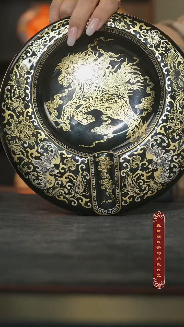 小**扣厚山窑错金银马雪茄缸