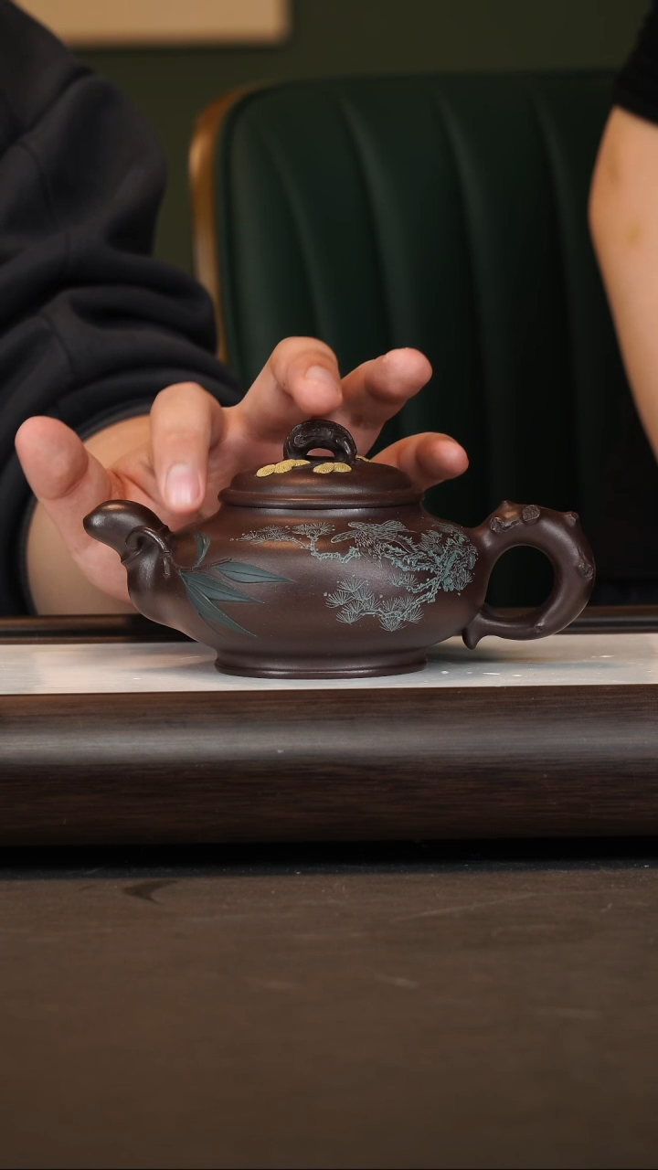 茶壶紫砂唐永良/紫泥/玉圆三友壶/300c