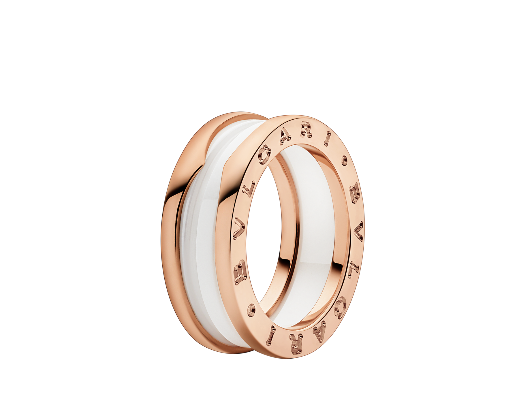 99新 BVLGARI/宝格丽 B.ZERO1系列 白陶瓷三环戒指 50号W09251