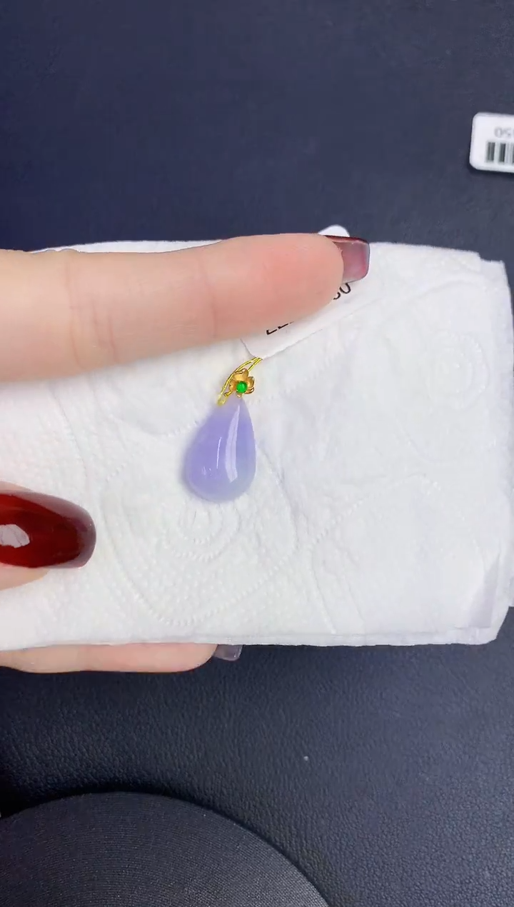 颈饰18K金镶嵌翡翠缅甸天然翡翠a货