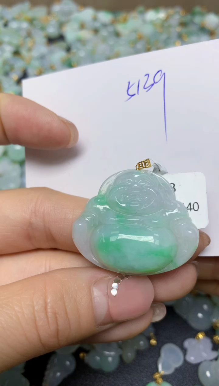 【闪购商品】翡翠挂件18K金镶嵌 天然翡翠A货