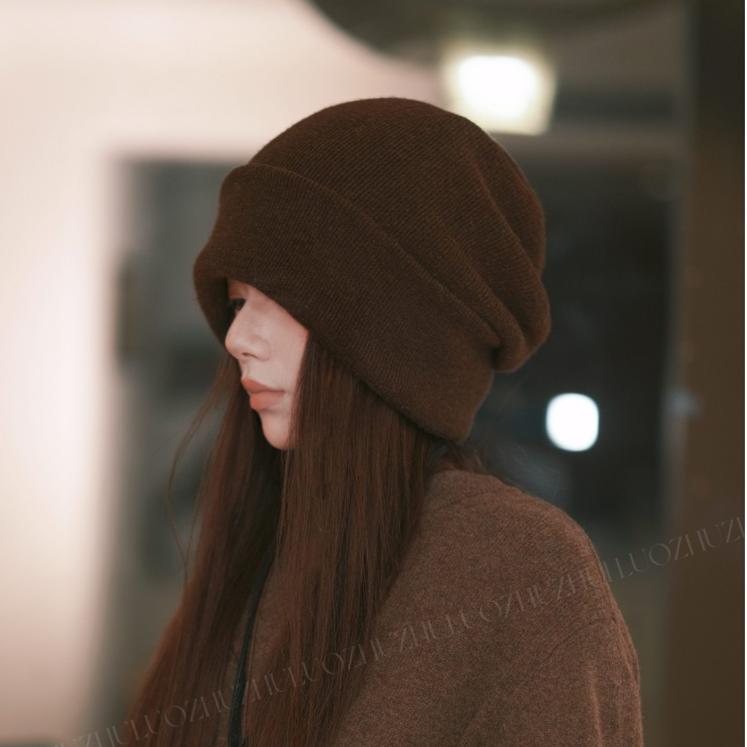 罗猪猪【Plus版堆堆帽】山羊绒定制款！慵懒酷感大size男女款保暖