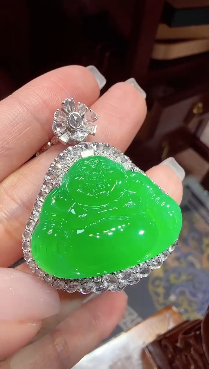 【闪购商品】翡翠颈饰18K金镶嵌佛公138000定金38000