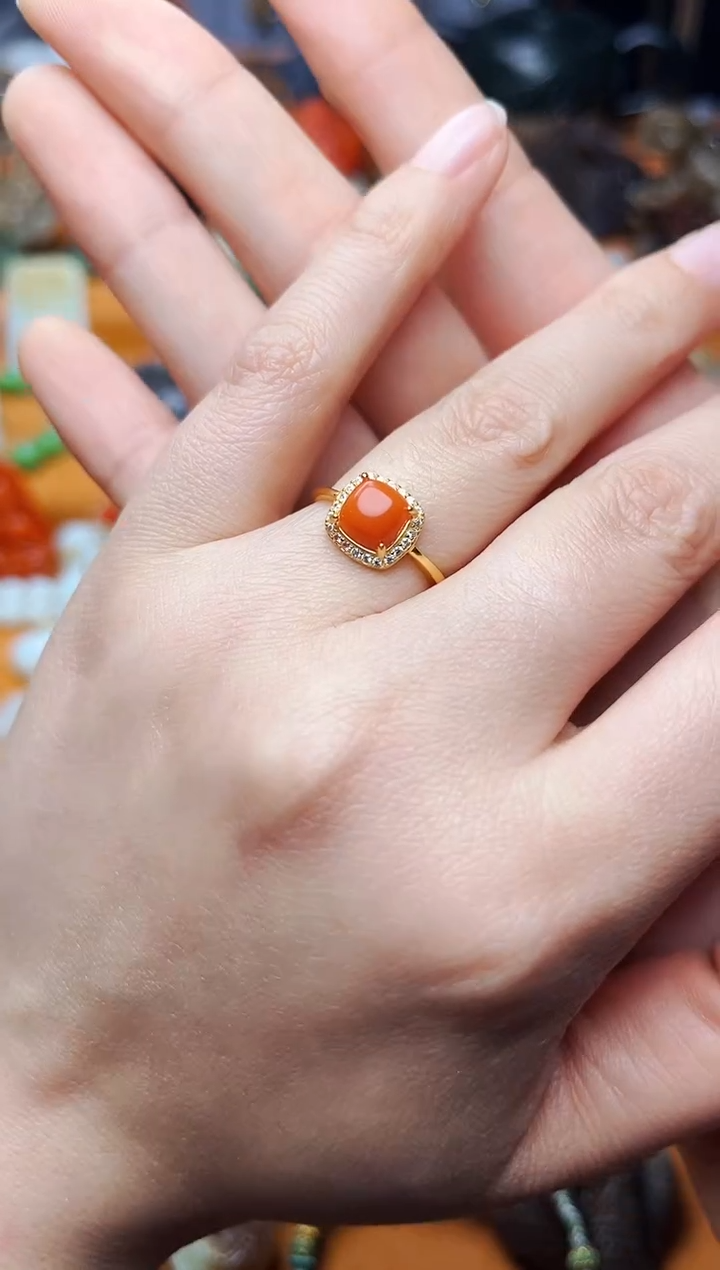 【闪购商品】南红玛瑙戒指银S925镶嵌戒指