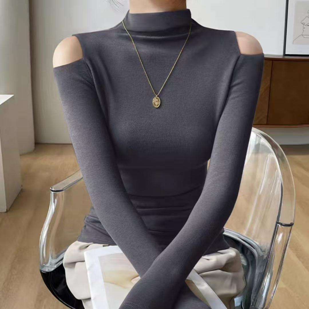 87122大码女装高领气质款露肩打底