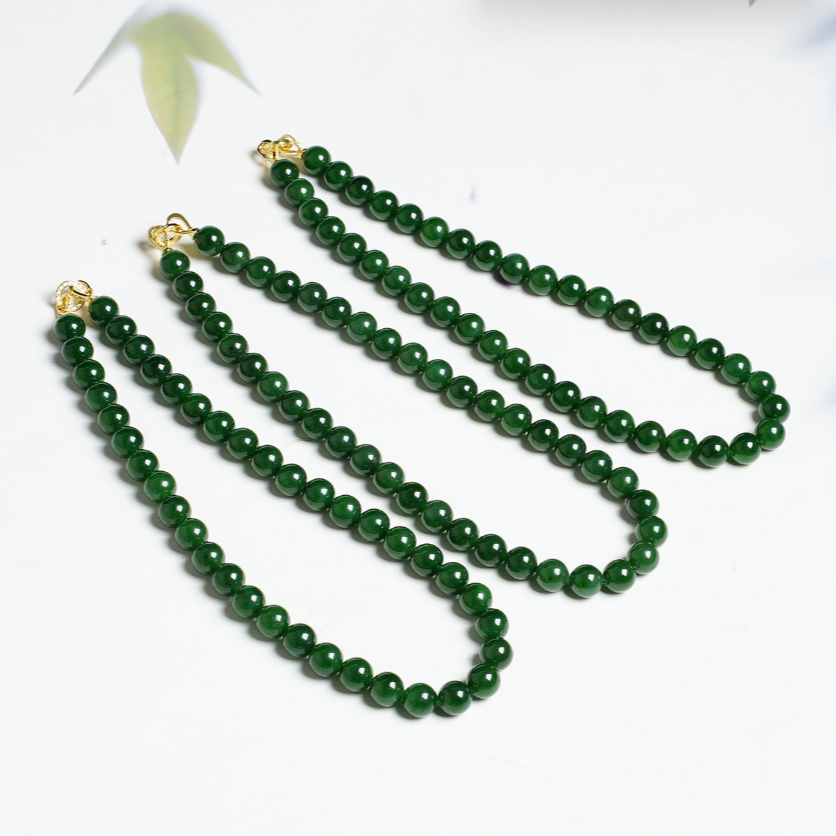 【矿姐珠宝】B0887和田玉碧玉项链11-12mm多样性发一
