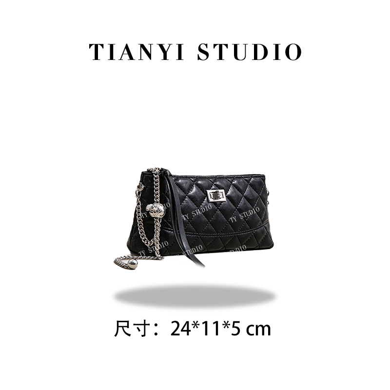 【TY】SK-92663-黑色 轻奢高级单肩斜跨链条通勤女包包