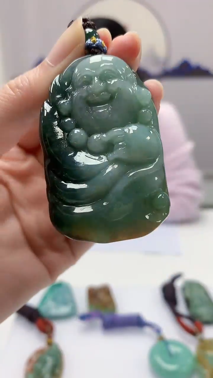 【闪购商品】定制翡翠未镶嵌4902zm-毛货挂件8佛公