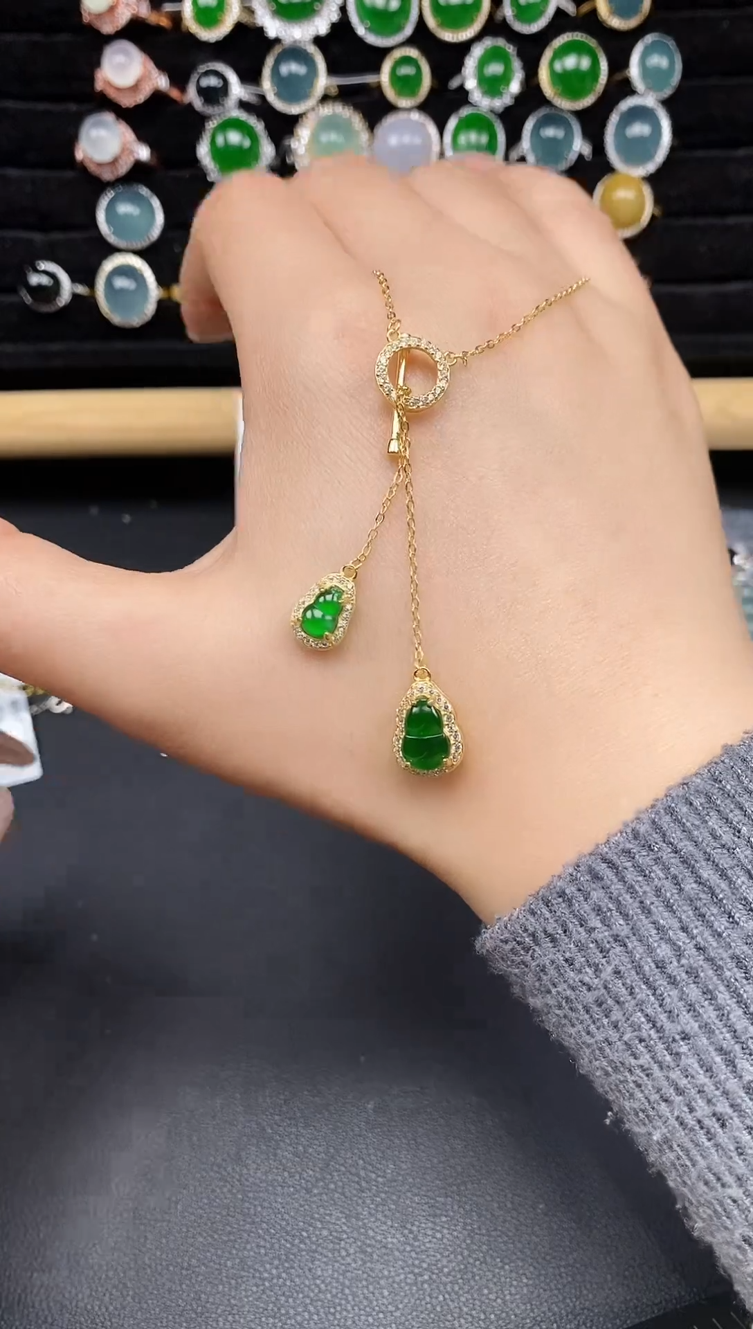 银S925镶嵌戒指翡翠85385