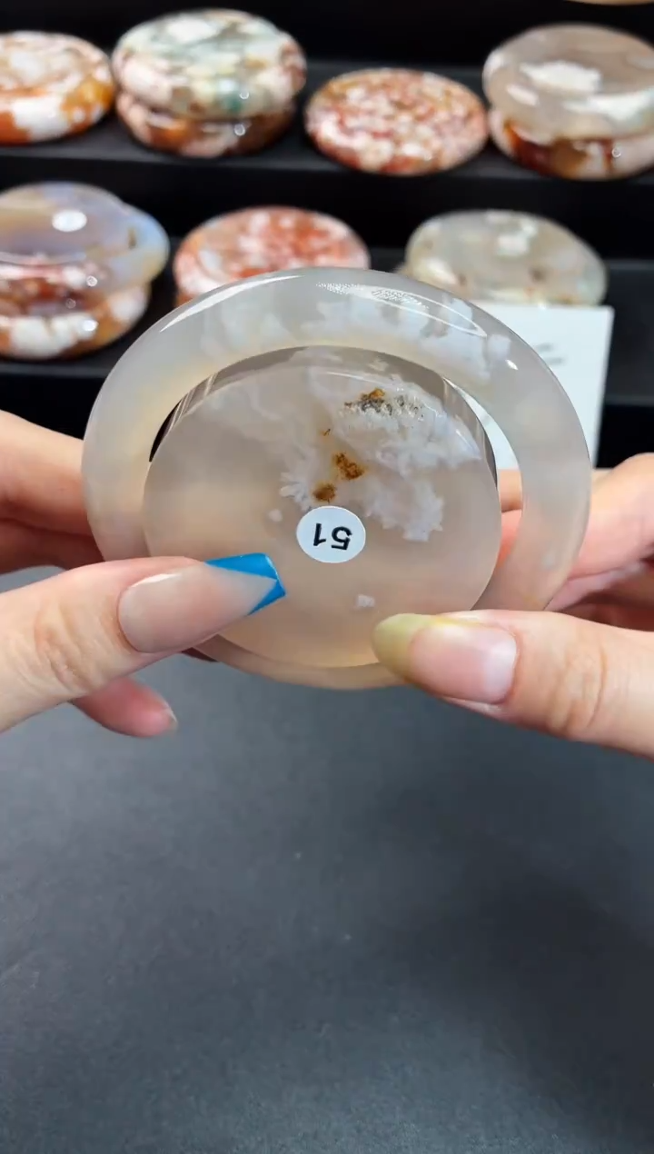 手镯玛瑙/玉髓未镶嵌喵*~石英质玉56圈55/56带(赠送镯心)