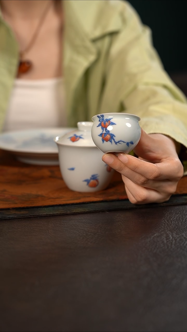 杯聚澜堂寿桃小缸杯