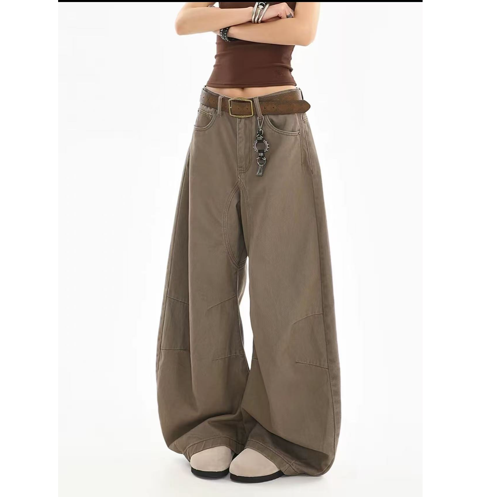 LIGGICC美式复古弯刀裤cleanfit休闲裤宽松百搭显瘦高腰垂感夏季2