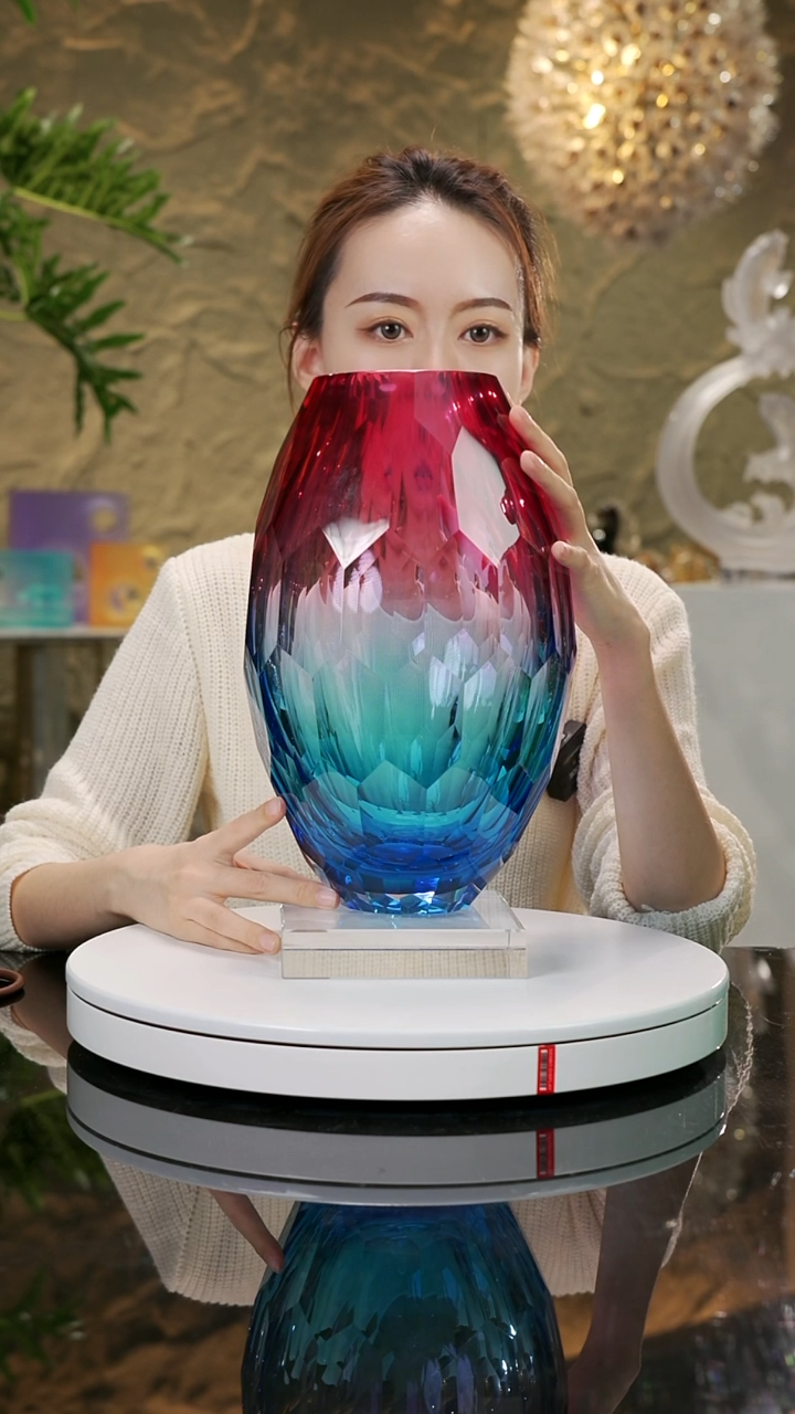 【闪购商品】瓷片福利金红蓝切面花瓶