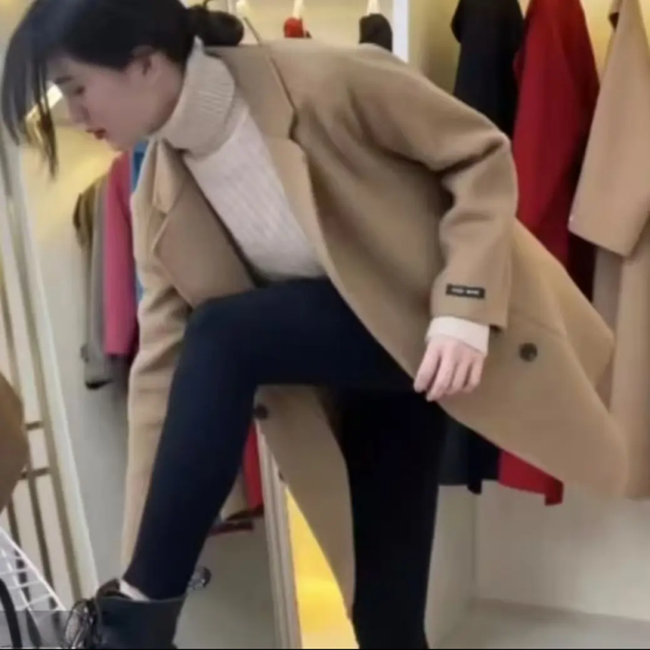 2090#秋冬女中长款双面毛呢外套显瘦百搭高级感时尚休闲风