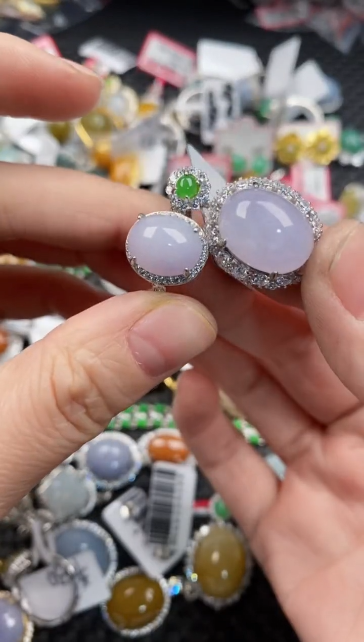 银S925镶嵌戒指翡翠12             9