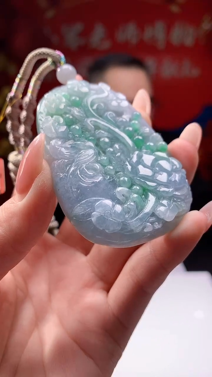 【闪购商品】定制翡翠未镶嵌8050jj-毛货挂件配珠链83