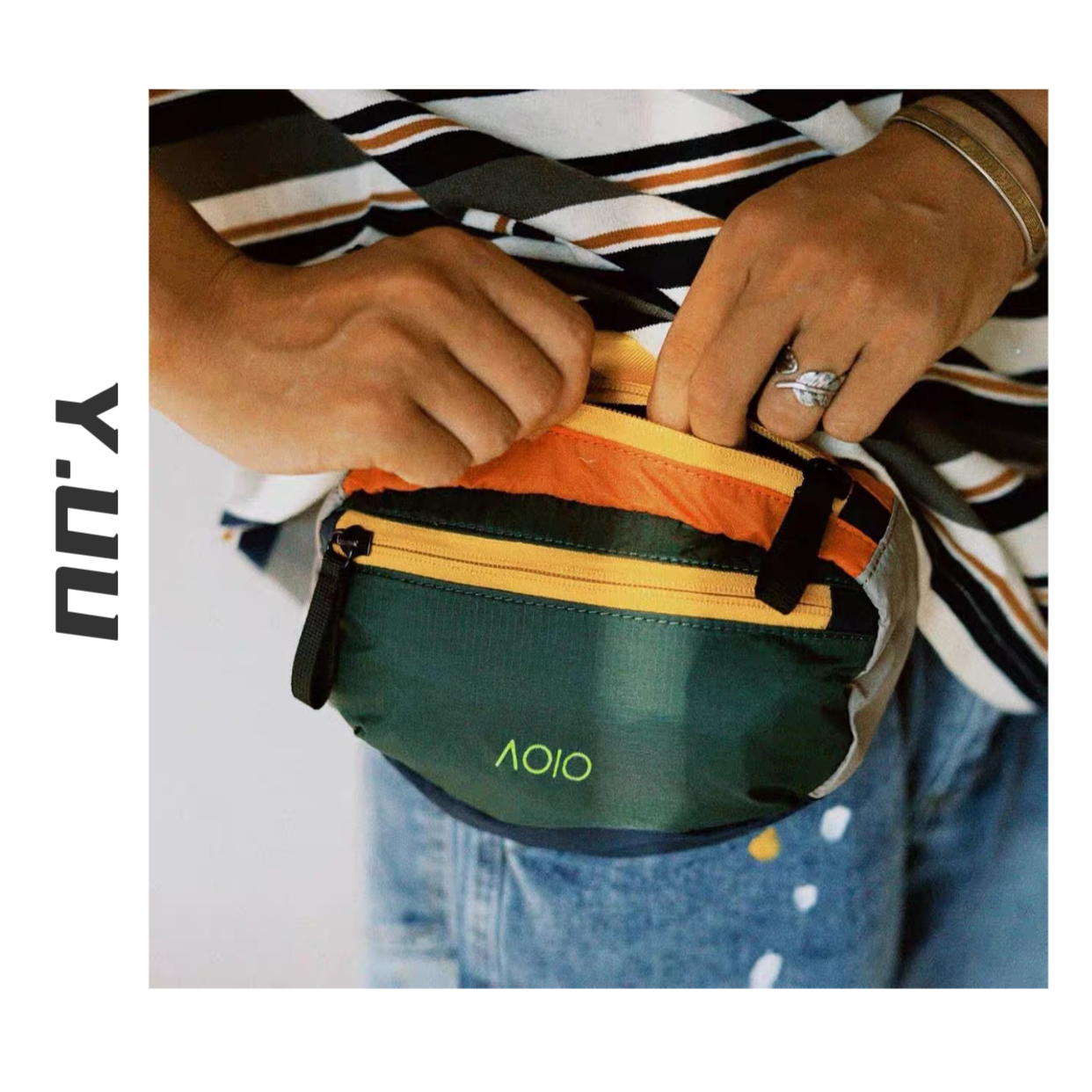 【虞UU】彩虹撞色小包包！高品质户外徒步旅行腰挎包防水撞色耐磨包