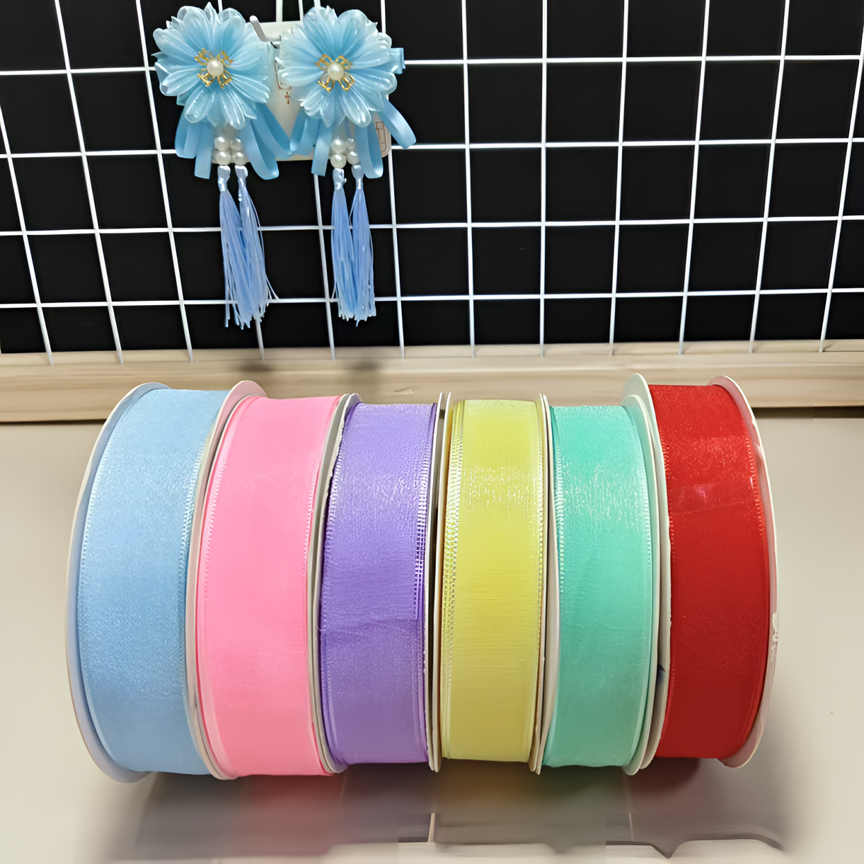 《燕子家》2.5CM珍珠纱珠光纱手工DIY发夹发饰辅料材料花束丝带