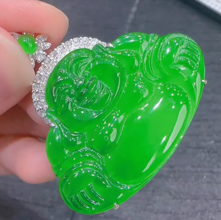 天然翡翠A货18K金镶