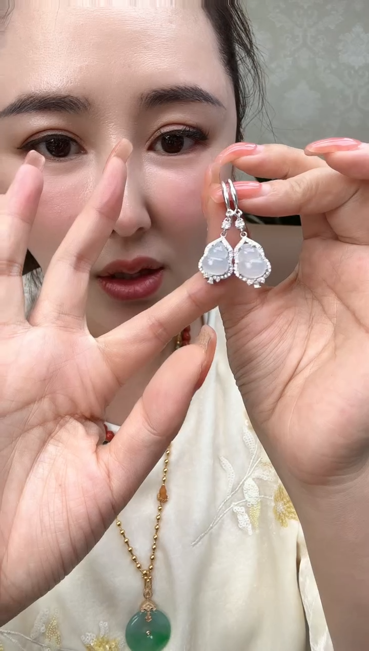 【闪购商品】翡翠耳饰银S925镶嵌TZG0115076