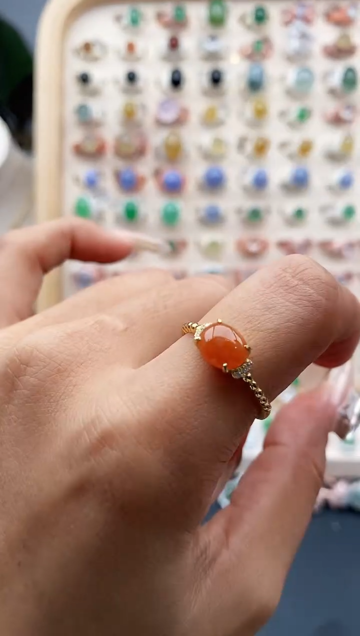 【闪购商品】翡翠戒指银S925镶嵌缅甸天然A货翡翠444  10+8