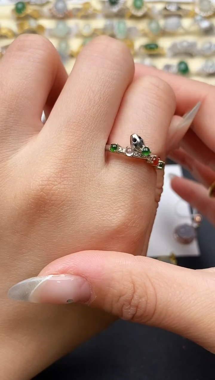 【闪购商品】翡翠戒指银S925镶嵌55555555+1