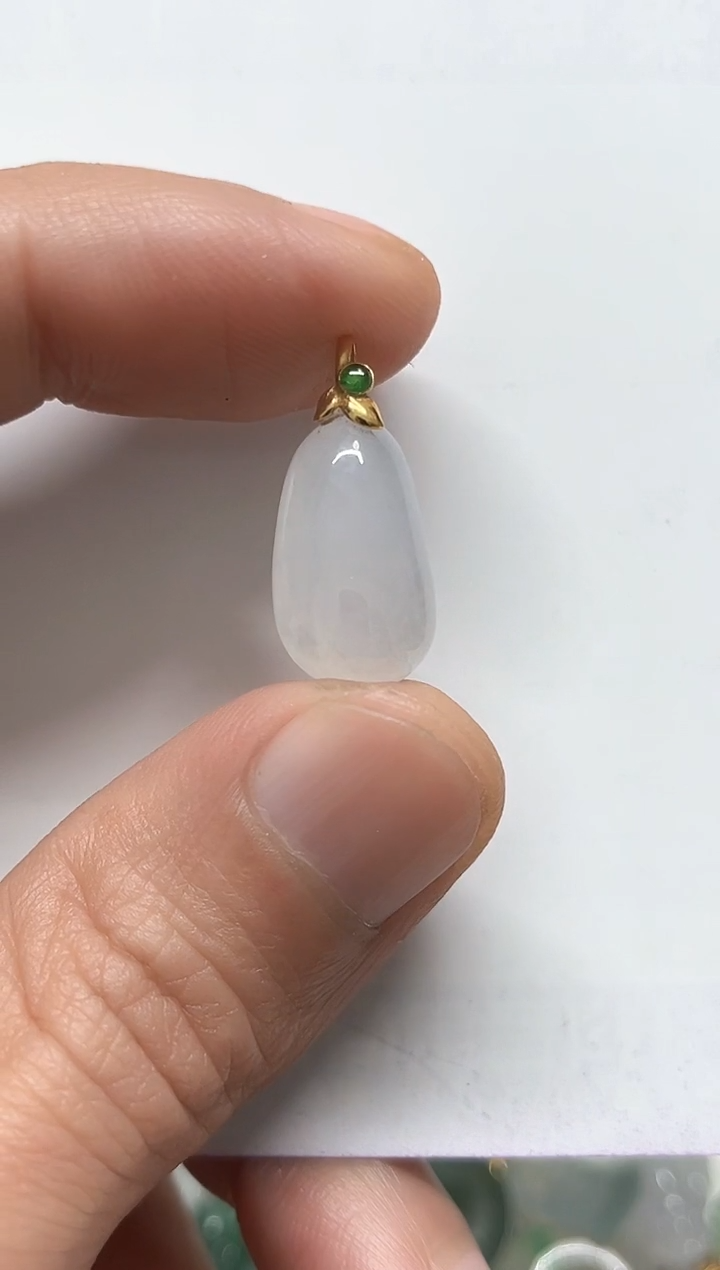 【闪购商品】翡翠颈饰18K金镶嵌天然缅甸A货翡翠吊坠