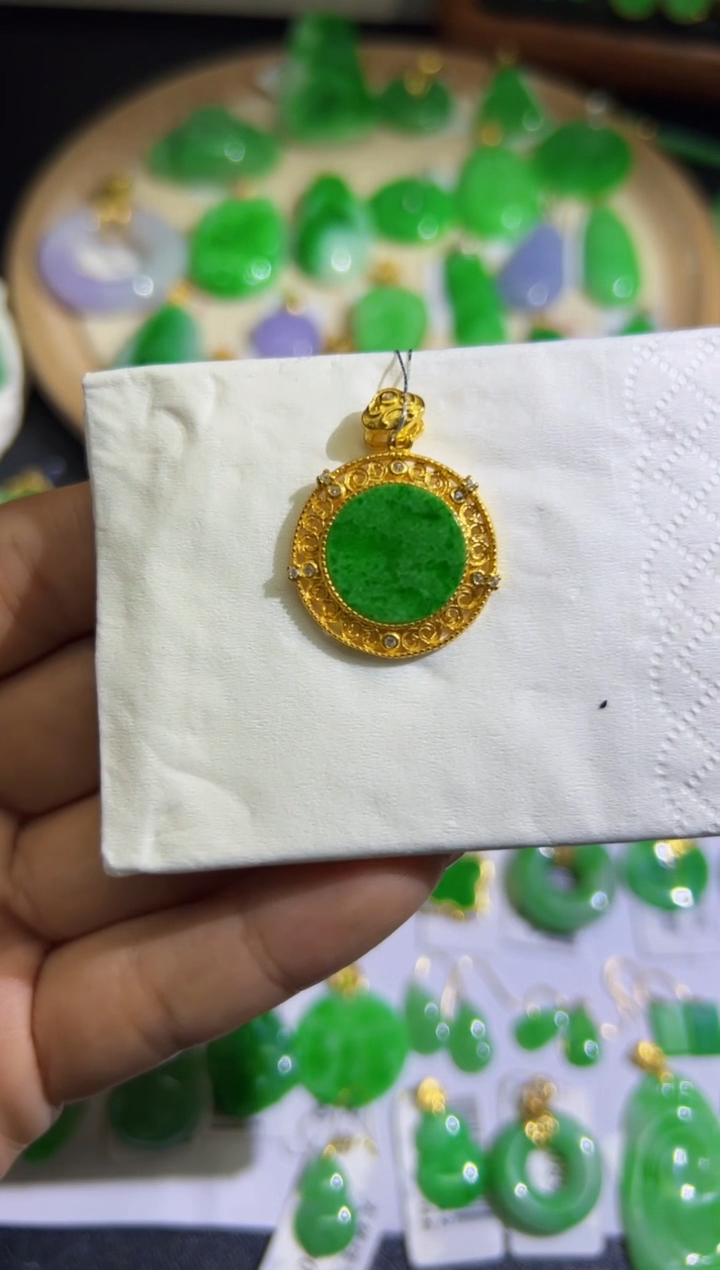 【闪购商品】翡翠颈饰银S925镶嵌Q缅料A货翡翠/支持复检/一件