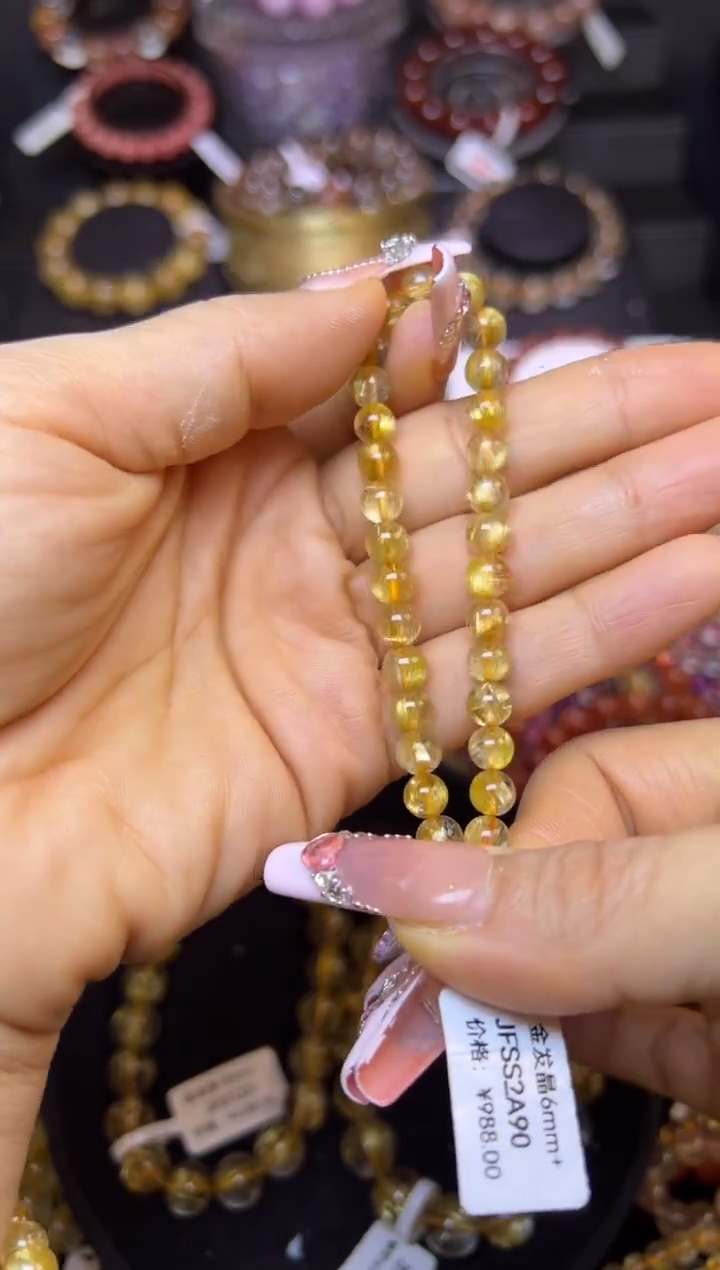 未镶嵌手串水晶金发晶6mm