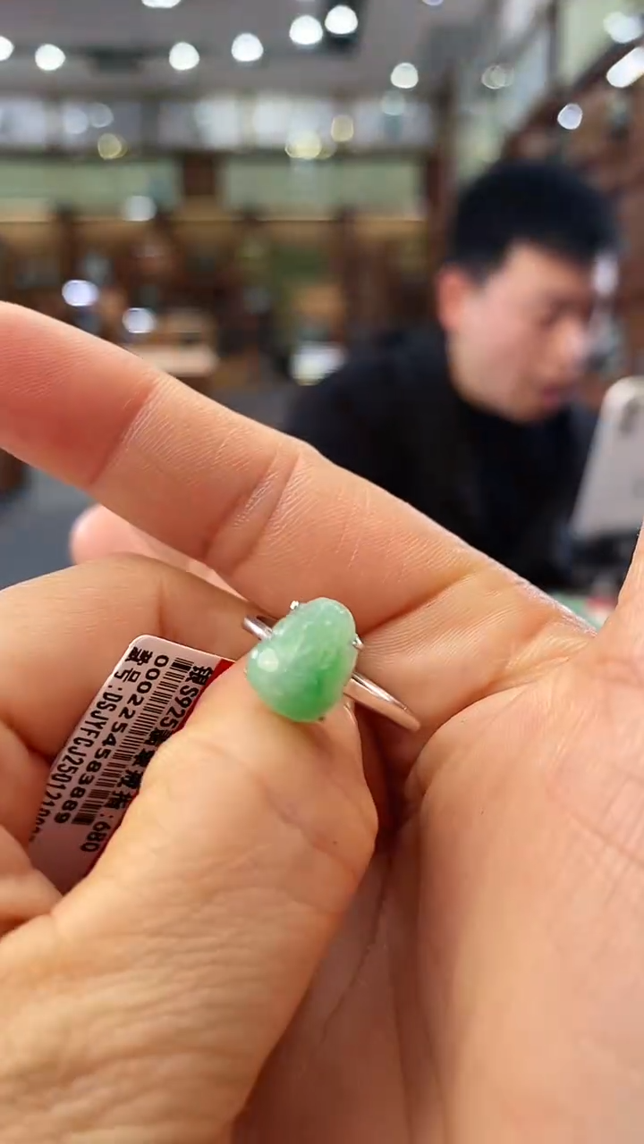 【闪购商品】翡翠戒指银S925镶嵌貔貅戒指