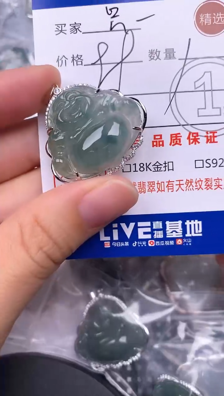 颈饰银S925镶嵌翡翠只**见挂件