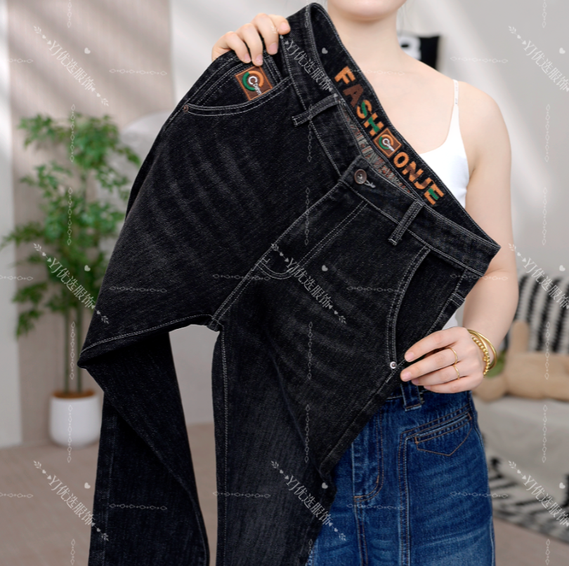 加绒加厚牛仔裤男士防风保暖百搭男款直筒弹力休闲长裤子男秋冬款