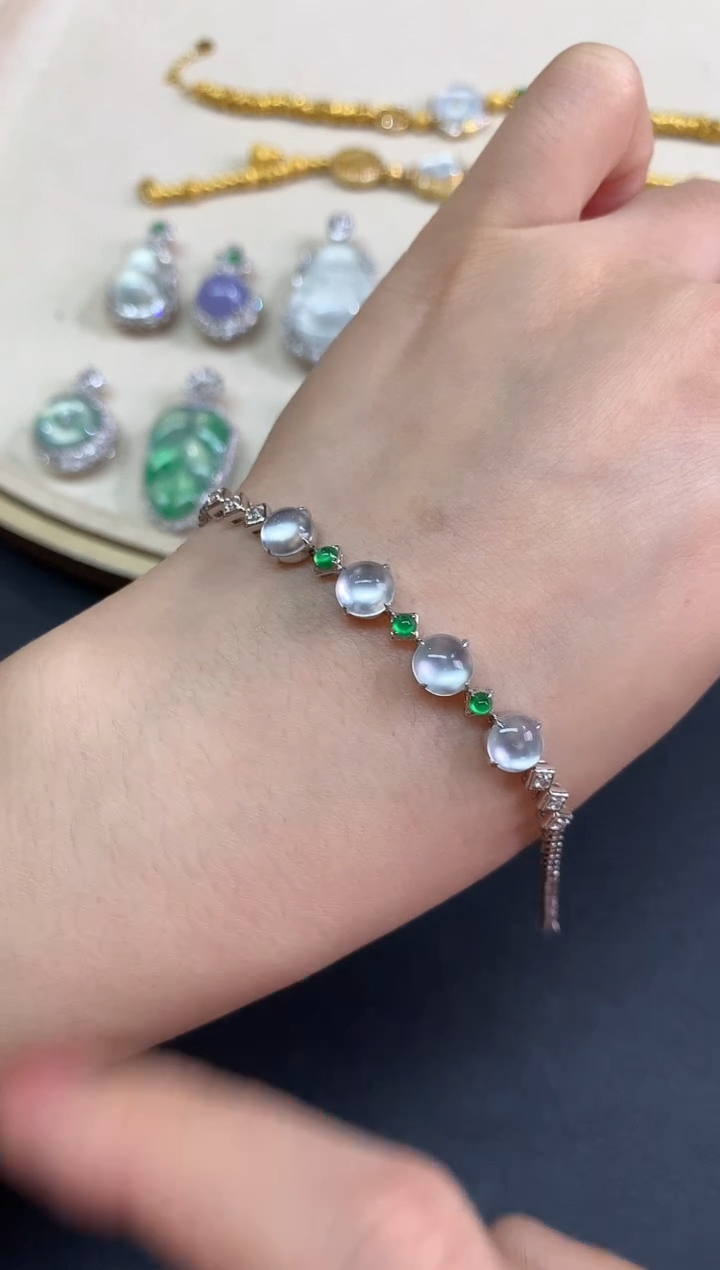 18K金镶嵌手链翡翠A112|13800