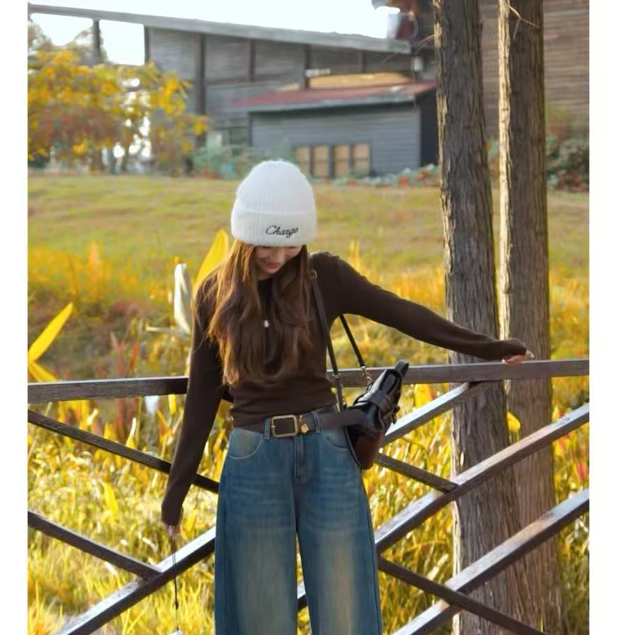 【薄雾山茶】简约风显瘦百搭净版纯色长袖T恤T1472