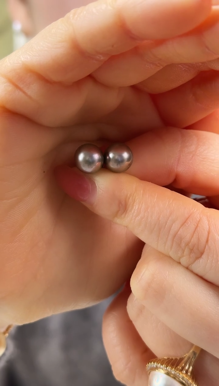 未镶嵌耳饰海水珍珠大溪地8-9mm耳钉