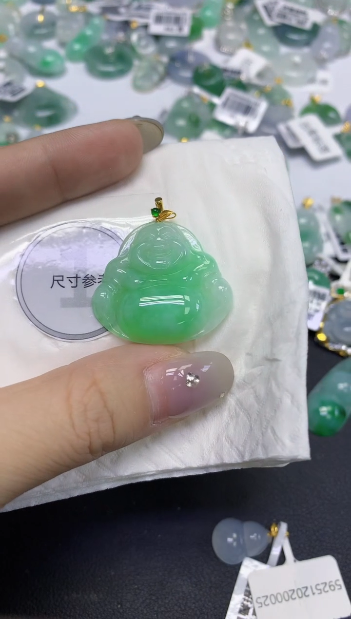 颈饰18K金镶嵌翡翠天然缅甸翡翠A货百元以上9元证书费自理