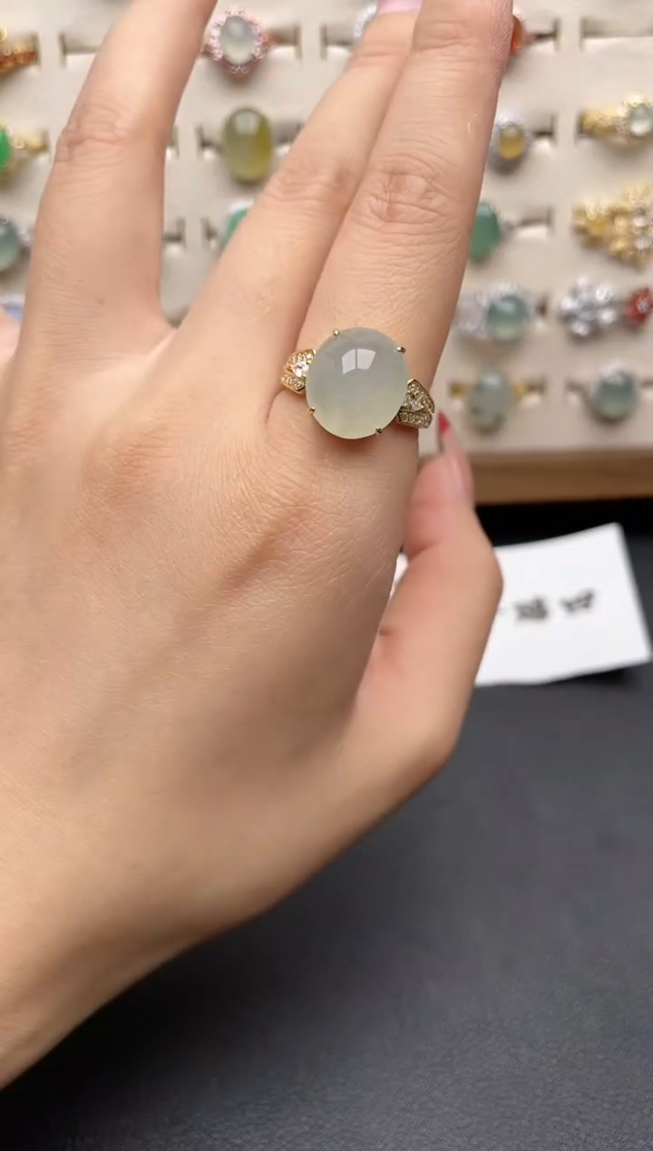 【闪购商品】翡翠戒指银S925镶嵌一物一证一礼盒