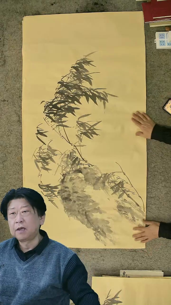 国画四尺整张 墨竹  69*138cm 