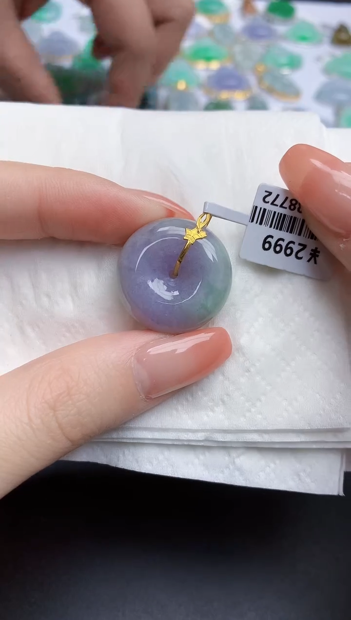 【闪购商品】翡翠颈饰18K金镶嵌天然缅甸翡翠A货