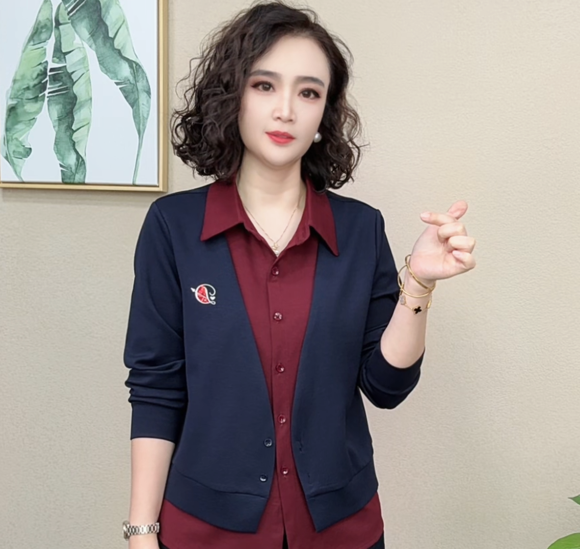 2025秋季新款薄款显瘦气质长袖休闲百搭衬衫领女士上衣#46033